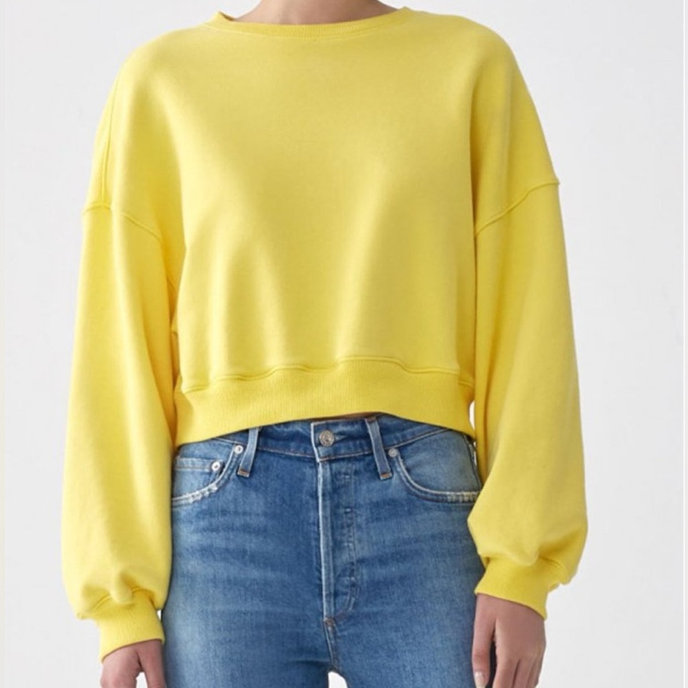 AGOLDE
BALLOON SLEEVE CROPPED YELLOW CREWNECK SWEATSHIRT TOP SM